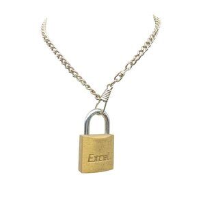 Vintage Miniature Padlock Pendant Chain Choker Necklace, Unique Excel Lock Grung